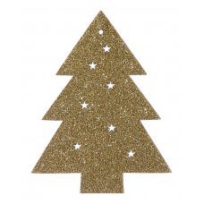 Χριστουγεννιάτικο Ξύλινο Δεντράκι Χρυσό με Αστεράκια - Σετ 2 τεμ. (9cm)